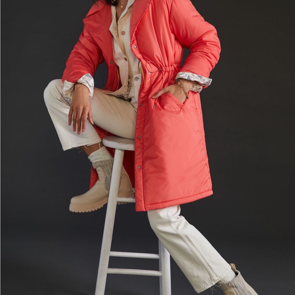 Anthropologie Maeve Cinched Puffer Coat Oversized Style